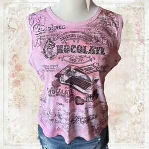 Vintage Pink Chocolate Graphic Tank Top